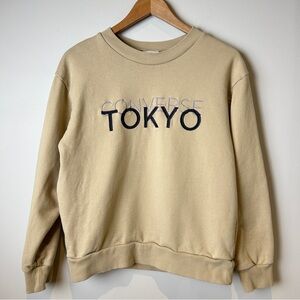 Converse Tokyo Beige Crewneck Sweatshirt With Star Stud Detail on Back